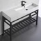 Ceramic Console Sink and Matte Black Stand, 48